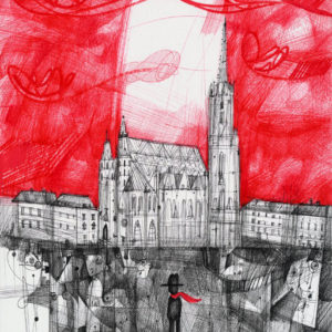 Luka Brase sky over stephansdom wien 32x24cm