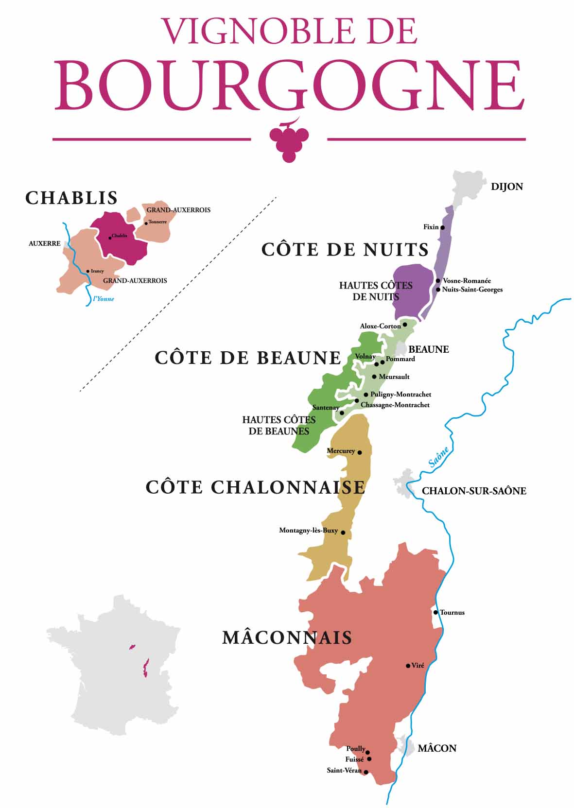 Carte vignoble Bourgogne