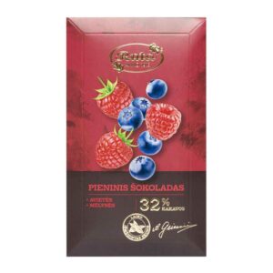 RUTA Mliečna čokoláda s malinami a čučoriedkami 1