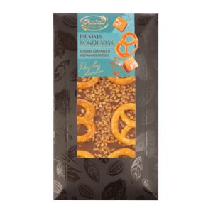 RUTA Mliečna čokoláda so slaným karamelom a praclíkmi